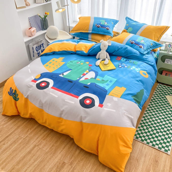 91家纺网 家纺一手货源 找家纺 金爱家 2023新款大版纯棉卡通四件套 牧恩游记