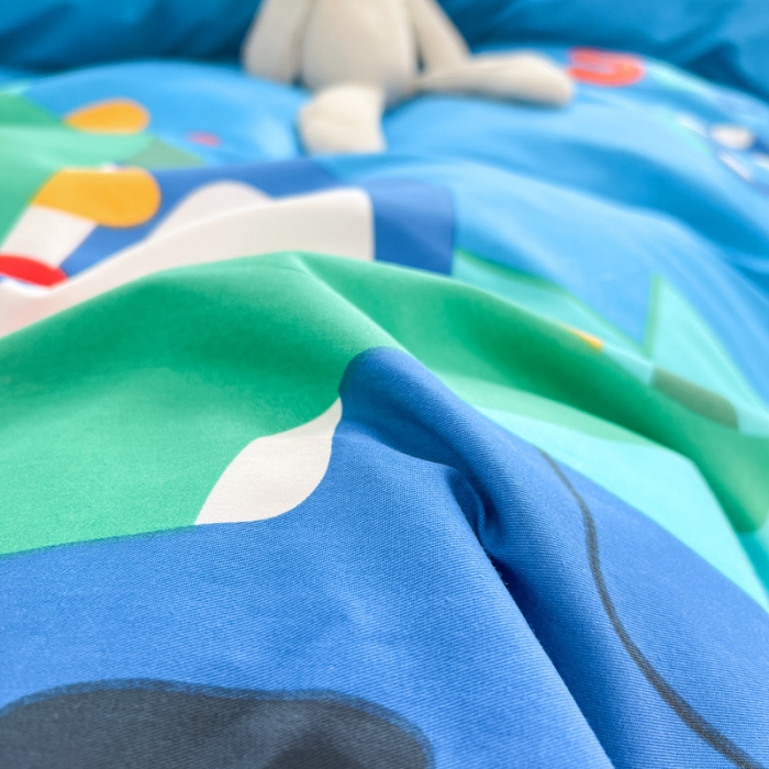 91家纺网 家纺一手货源 找家纺 金爱家 2023新款大版纯棉卡通四件套 牧恩游记