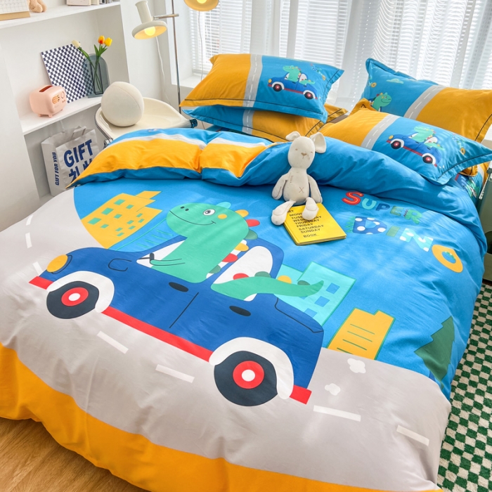 91家纺网 家纺一手货源 找家纺 金爱家 2023新款大版纯棉卡通四件套 牧恩游记