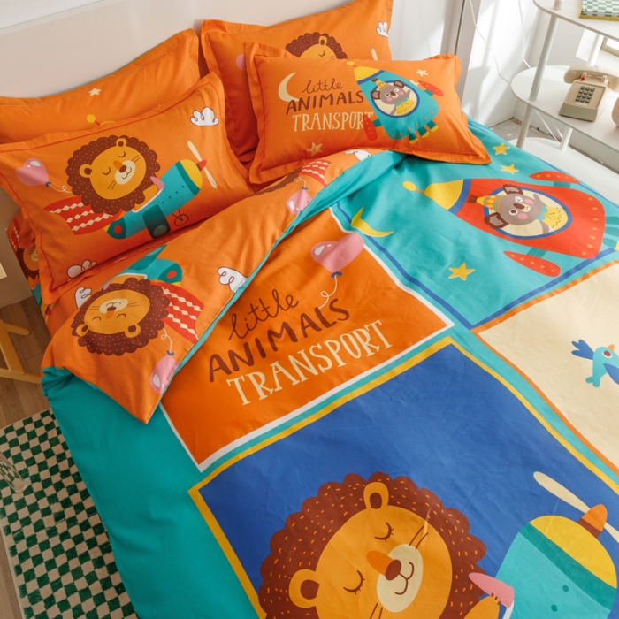 91家纺网 家纺一手货源 找家纺 金爱家 2023新款大版纯棉卡通四件套 五彩斑斓