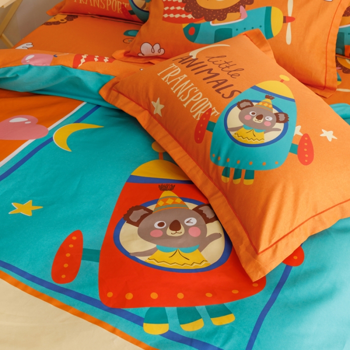 91家纺网 家纺一手货源 找家纺 金爱家 2023新款大版纯棉卡通四件套 五彩斑斓