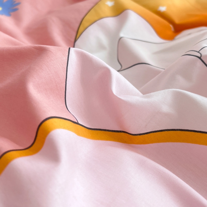 91家纺网 家纺一手货源 找家纺 金爱家 2023新款大版纯棉卡通四件套 小玉兔