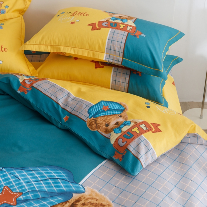 91家纺网 家纺一手货源 找家纺 金爱家 2023新款大版纯棉卡通四件套 新可爱熊