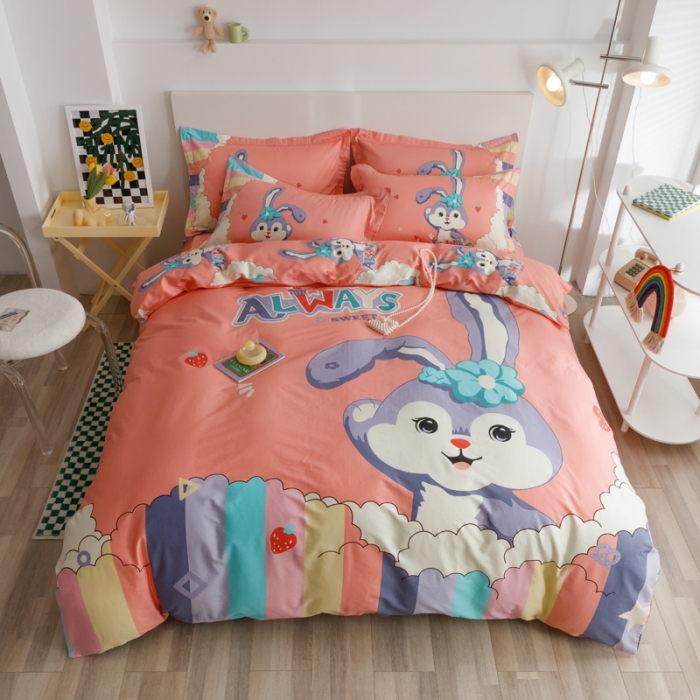 91家纺网 家纺一手货源 找家纺 金爱家 2023新款大版纯棉卡通四件套 星戴露