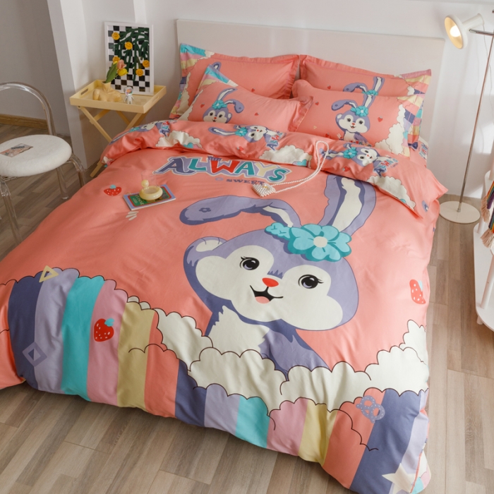 91家纺网 家纺一手货源 找家纺 金爱家 2023新款大版纯棉卡通四件套 星戴露