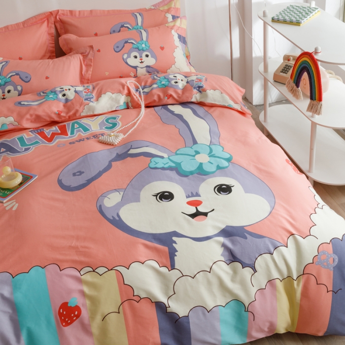 91家纺网 家纺一手货源 找家纺 金爱家 2023新款大版纯棉卡通四件套 星戴露