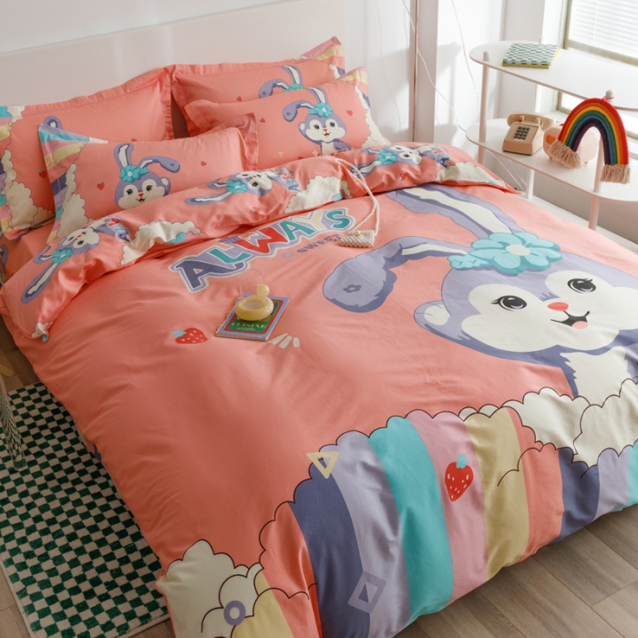91家纺网 家纺一手货源 找家纺 金爱家 2023新款大版纯棉卡通四件套 星戴露