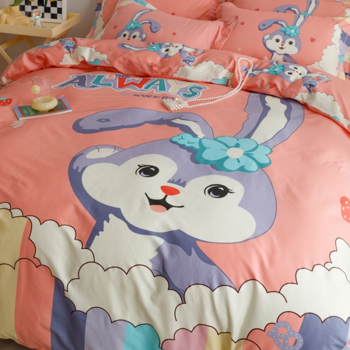 91家纺网 家纺一手货源 找家纺 金爱家 2023新款大版纯棉卡通四件套 星戴露