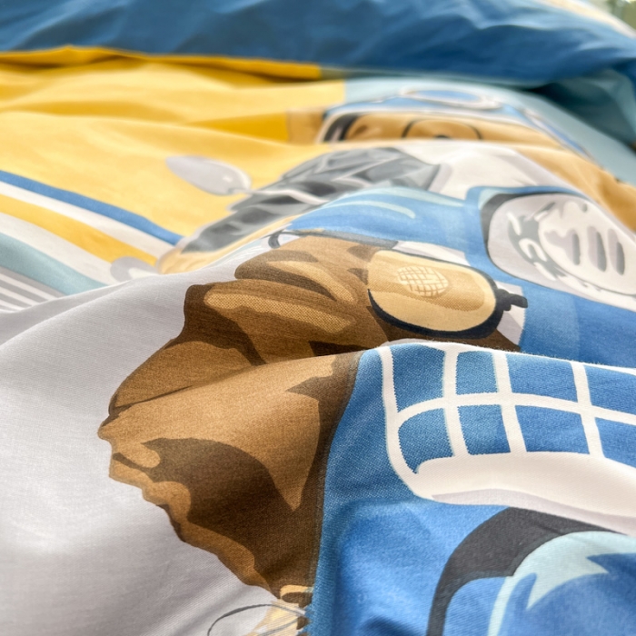 91家纺网 家纺一手货源 找家纺 金爱家 2023新款大版纯棉卡通四件套 熊先生