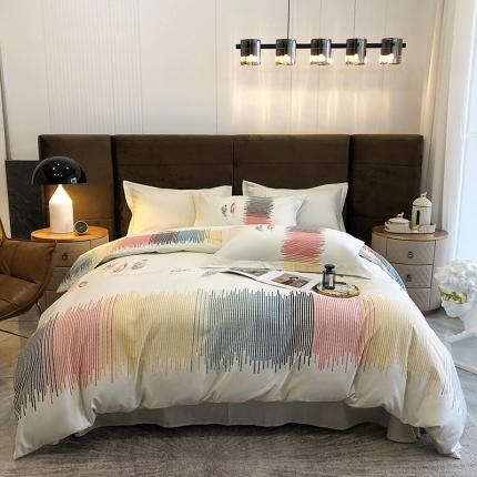 91家纺网 家纺一手货源 找家纺 卡巴伦家纺 2023新款长绒棉数码印花轻奢款四件套 火舞