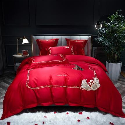 91家纺网 家纺一手货源 找家纺 （总）用心 2022新款婚庆家居爆款刺绣四件套