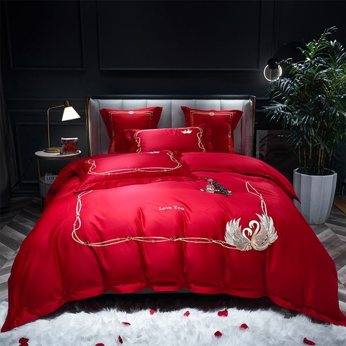 91家纺网 家纺一手货源 找家纺 用心 2022新款婚庆家居爆款刺绣四件套 良辰美景