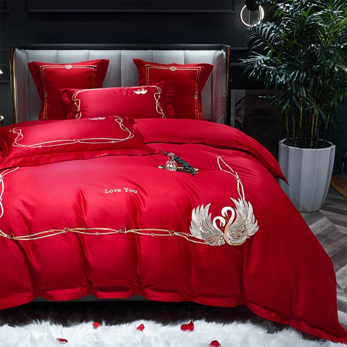 91家纺网 家纺一手货源 找家纺 用心 2022新款婚庆家居爆款刺绣四件套 良辰美景