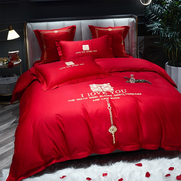 91家纺网 家纺一手货源 找家纺 用心 2022新款婚庆家居爆款刺绣四件套 唯一