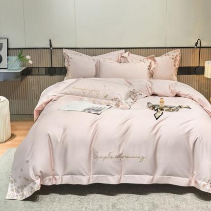 91家纺网 家纺一手货源 找家纺 总爱缦 2022新款100支长绒棉贡缎刺绣宽边四件套耀影系列