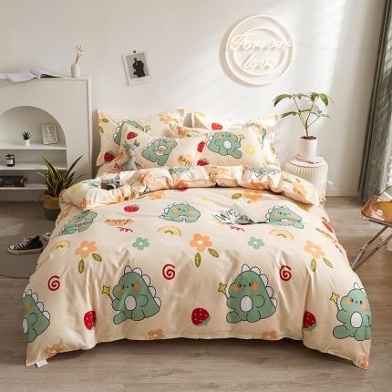 91家纺网 家纺一手货源 找家纺 优家居 2023新款植物羊绒四件套 恐龙乐园