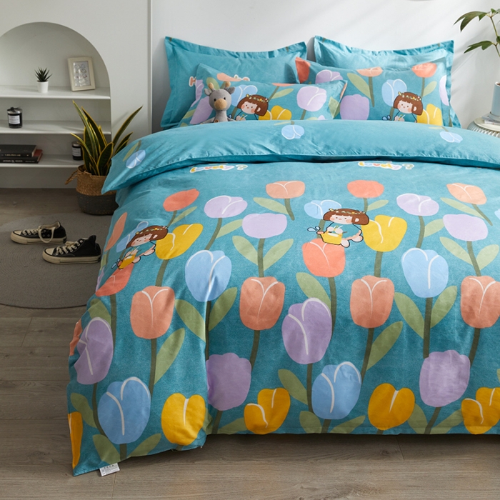 91家纺网 家纺一手货源 找家纺 优家居 2023新款植物羊绒四件套 花仙贝