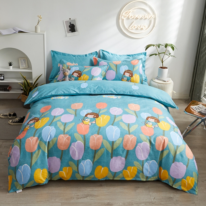 91家纺网 家纺一手货源 找家纺 优家居 2023新款植物羊绒四件套 花仙贝