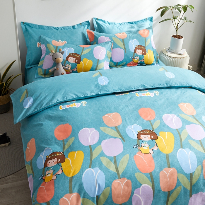 91家纺网 家纺一手货源 找家纺 优家居 2023新款植物羊绒四件套 花仙贝