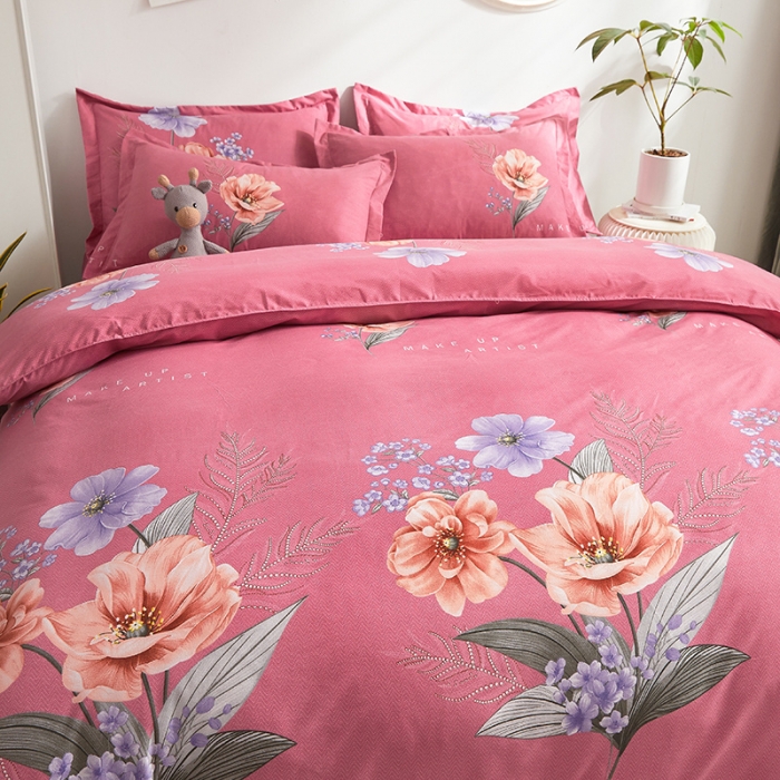 91家纺网 家纺一手货源 找家纺 优家居 2023新款植物羊绒四件套 花语