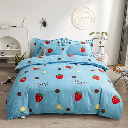 优家居 2023新款植物羊绒四件套 开心草莓