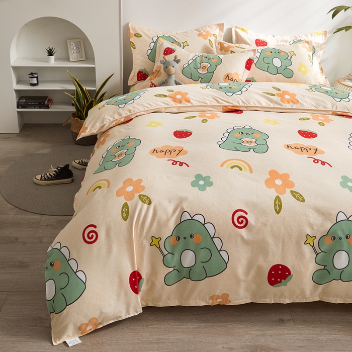 91家纺网 家纺一手货源 找家纺 优家居 2023新款植物羊绒四件套 恐龙乐园