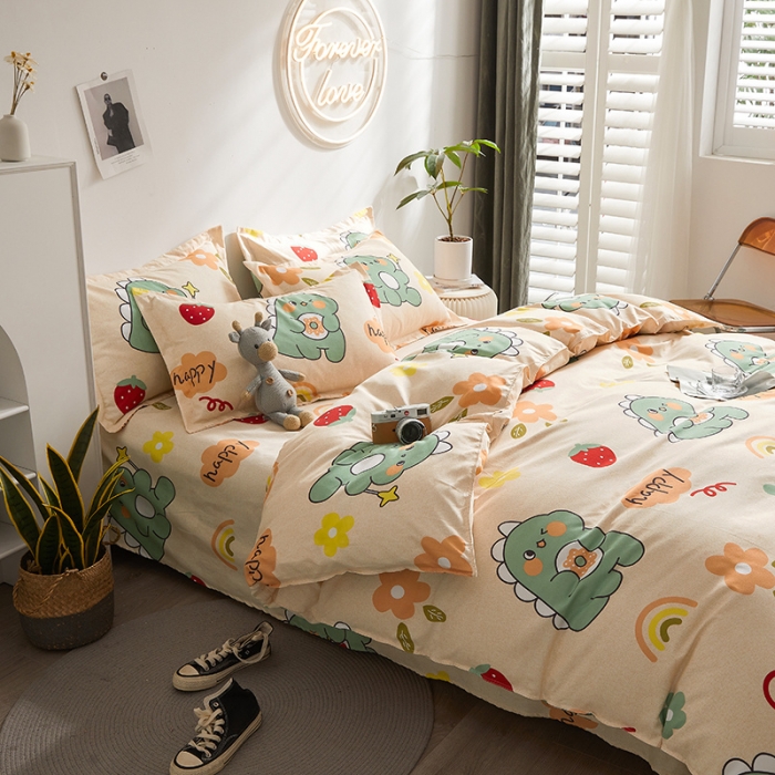 91家纺网 家纺一手货源 找家纺 优家居 2023新款植物羊绒四件套 恐龙乐园