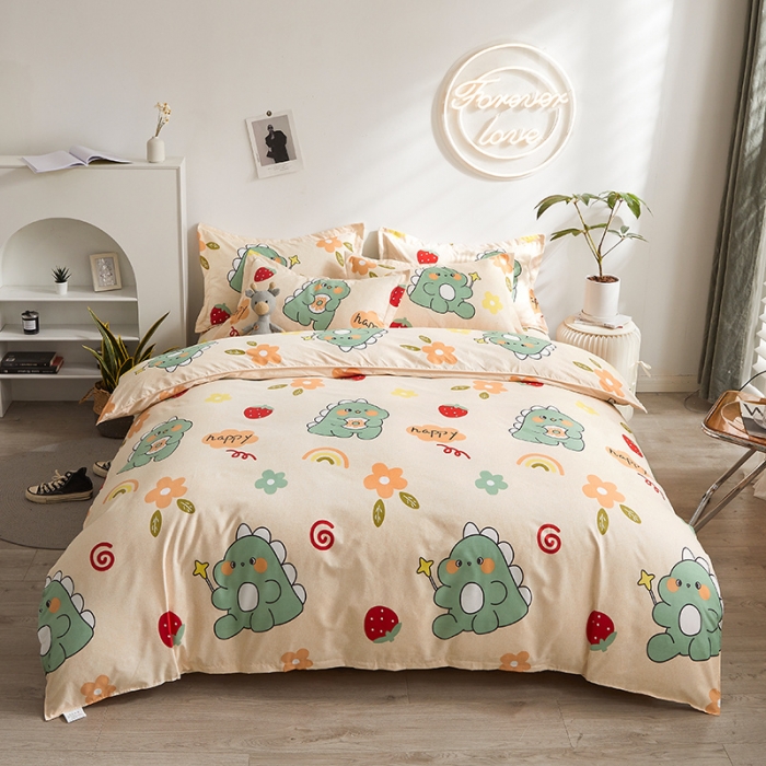 91家纺网 家纺一手货源 找家纺 优家居 2023新款植物羊绒四件套 恐龙乐园