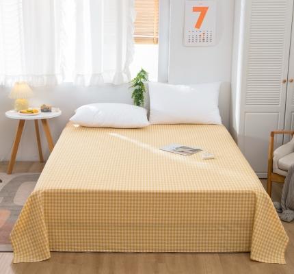 91家纺网 家纺一手货源 找家纺 简色坊2023新款色织水洗棉全棉套件—a版单床单 黄小格