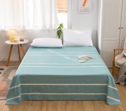 91家纺网 家纺一手货源 找家纺 简色坊2023新款色织水洗棉全棉套件—a版单床单 时尚条纹-兰