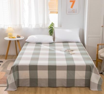 91家纺网 家纺一手货源 找家纺 简色坊2023新款色织水洗棉全棉套件—a版单床单 优雅格调-绿