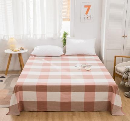 91家纺网 家纺一手货源 找家纺 简色坊2023新款色织水洗棉全棉套件—a版单床单 优雅格调-蜜粉