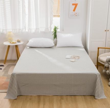 简色坊2023新款色织水洗棉全棉套件—a版单床单 绿小格