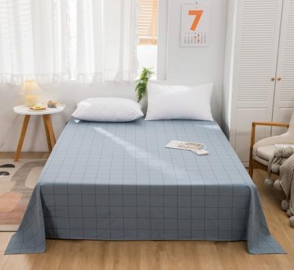 简色坊2023新款色织水洗棉全棉套件—a版单床单 青春格调-蓝