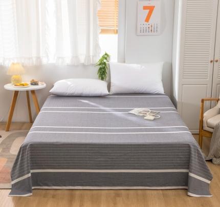 简色坊2023新款色织水洗棉全棉套件—a版单床单 时尚条纹-灰