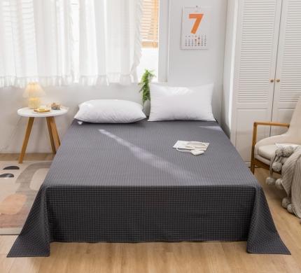 简色坊2023新款色织水洗棉全棉套件—a版单床单 条格-灰