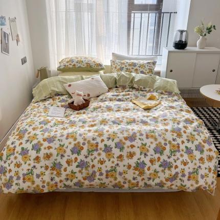 91家纺网 家纺一手货源 找家纺 （总）希文 2022新款全棉印花四件套-繁花系列 七色槿