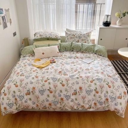 91家纺网 家纺一手货源 找家纺 （总）希文 2022新款全棉印花四件套-繁花系列 七色槿