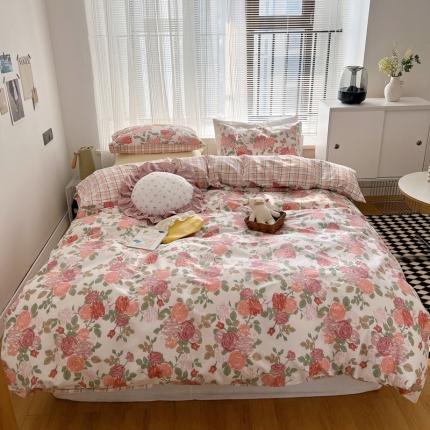 91家纺网 家纺一手货源 找家纺 （总）希文 2022新款全棉印花四件套-繁花系列 七色槿