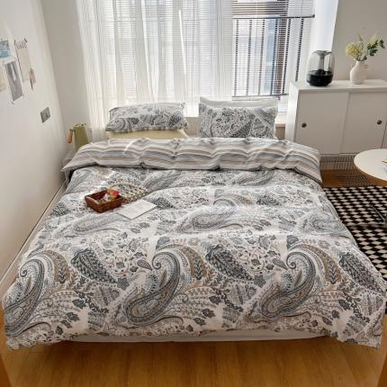 91家纺网 家纺一手货源 找家纺 （总）希文 2022新款全棉印花四件套-繁花系列 七色槿