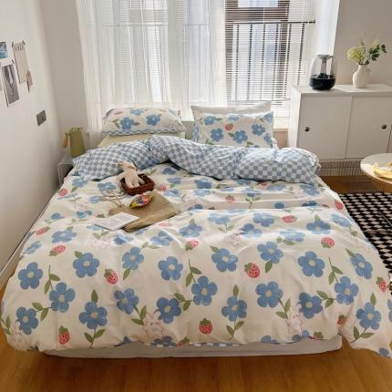 91家纺网 家纺一手货源 找家纺 （总）希文 2022新款全棉印花四件套-繁花系列 七色槿