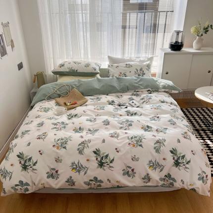 91家纺网 家纺一手货源 找家纺 （总）希文 2022新款全棉印花四件套-繁花系列 七色槿