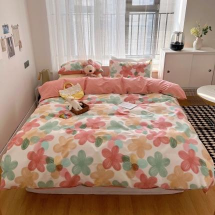 91家纺网 家纺一手货源 找家纺 （总）希文 2022新款全棉印花四件套-繁花系列 七色槿