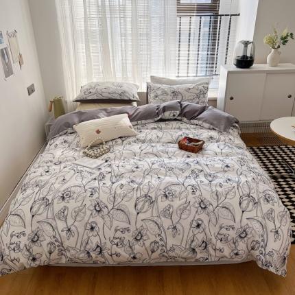 91家纺网 家纺一手货源 找家纺 （总）希文 2022新款全棉印花四件套-繁花系列 七色槿