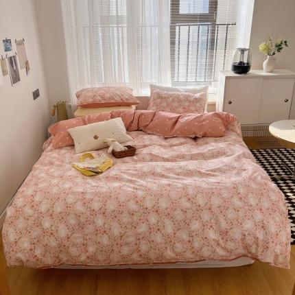 91家纺网 家纺一手货源 找家纺 （总）希文 2022新款全棉印花四件套-繁花系列 七色槿