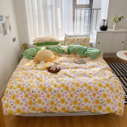 91家纺网 家纺一手货源 找家纺 （总）希文 2022新款全棉印花四件套-繁花系列 七色槿