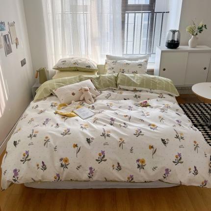 91家纺网 家纺一手货源 找家纺 （总）希文 2022新款全棉印花四件套-繁花系列 七色槿