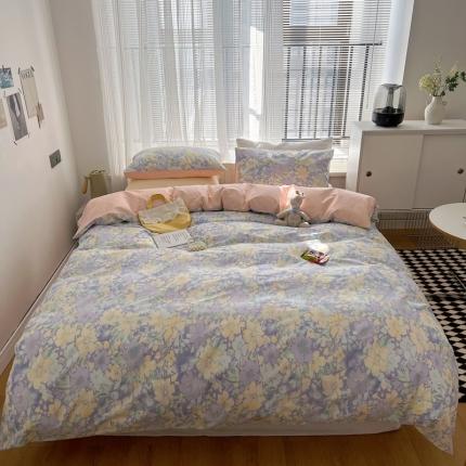 91家纺网 家纺一手货源 找家纺 （总）希文 2022新款全棉印花四件套-繁花系列 七色槿