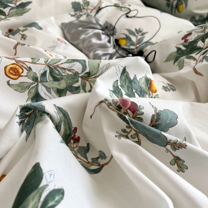 91家纺网 家纺一手货源 找家纺 希文 2022新款全棉印花四件套-繁花系列 南栀