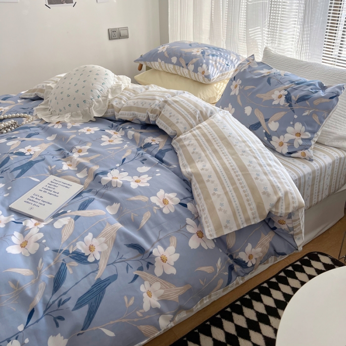 91家纺网 家纺一手货源 找家纺 希文 2022新款全棉印花四件套-繁花系列 塞纳
